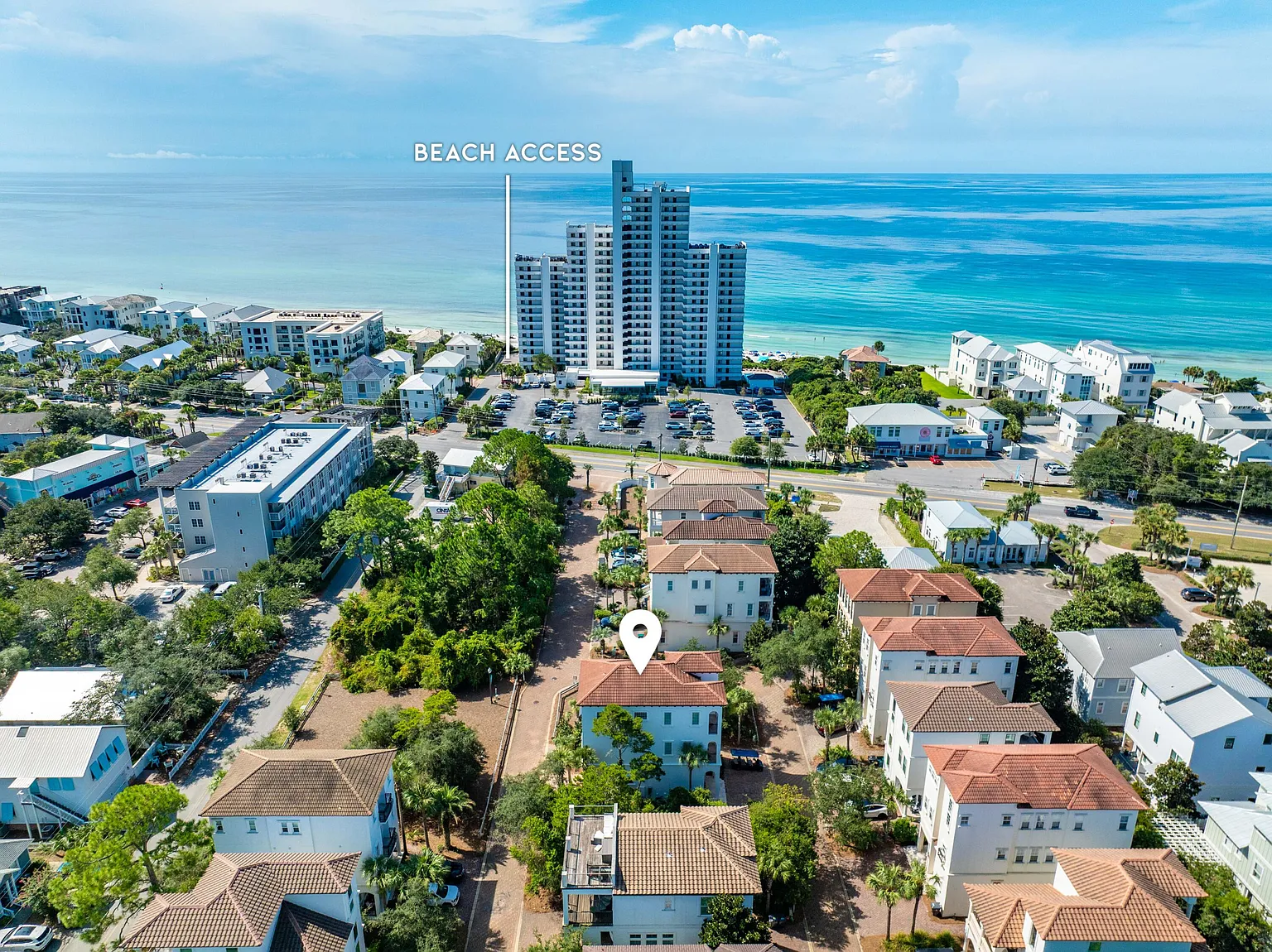 Aerial view showing beach access